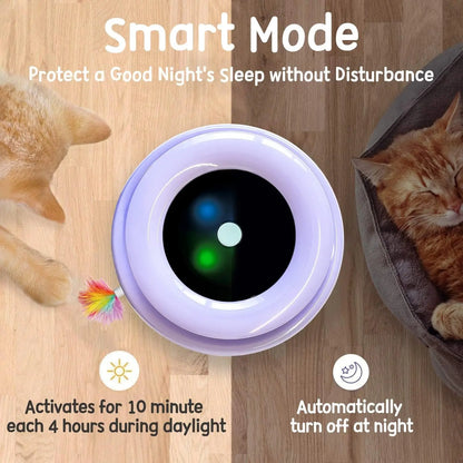 2-in-1 Interactive Cat Toy for Indoor Cats, Automatic Ball & Feather Play with 7 Attachments, Adjustable Speed, Dual Power