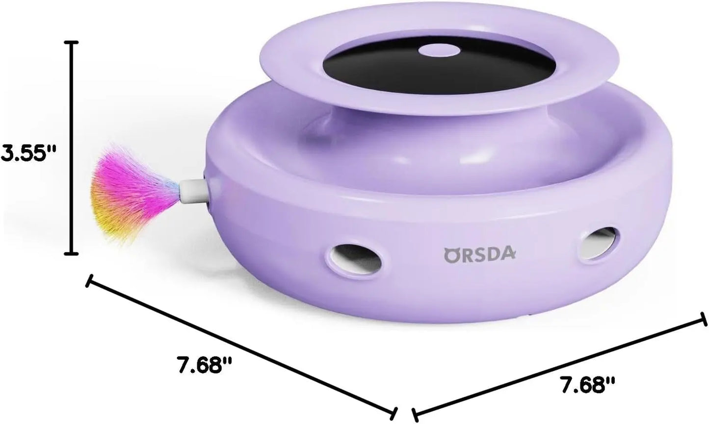 2-in-1 Interactive Cat Toy for Indoor Cats, Automatic Ball & Feather Play with 7 Attachments, Adjustable Speed, Dual Power