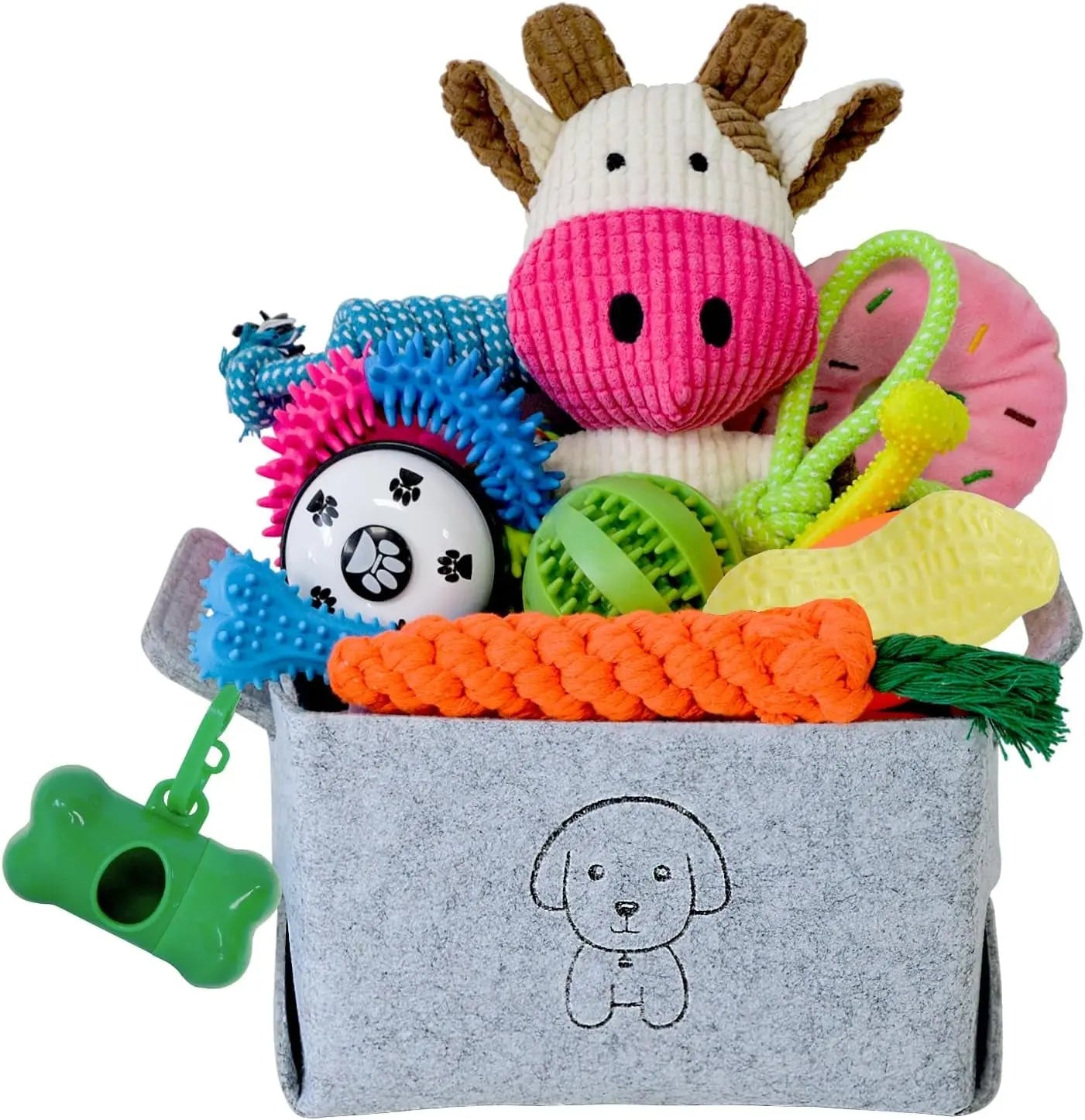 20-Piece Puppy Teething Chew Toy Set with Basket for Small & Medium Dogs 20 Pack