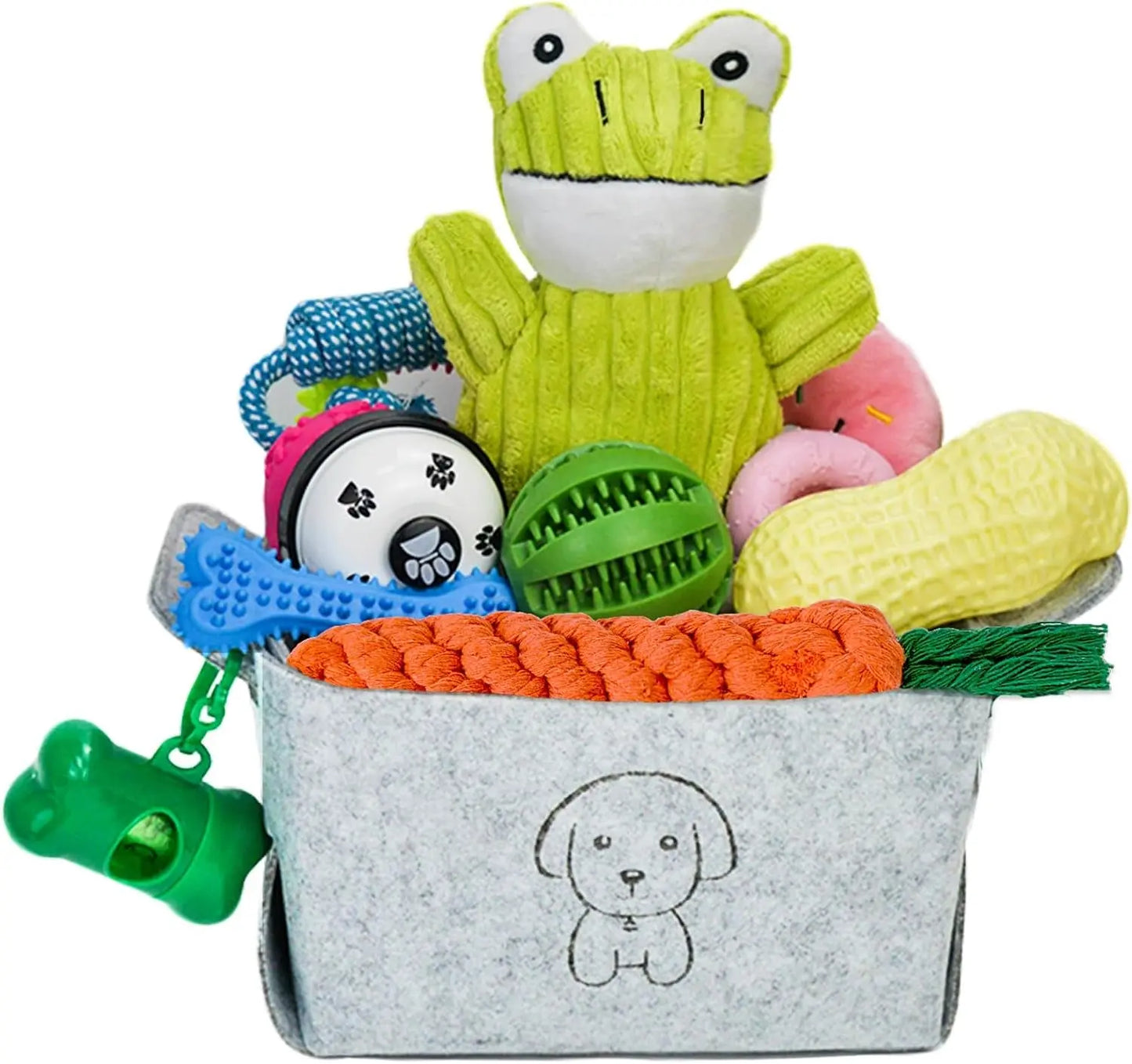 20-Piece Puppy Teething Chew Toy Set with Basket for Small & Medium Dogs 20 Pack Frog Style