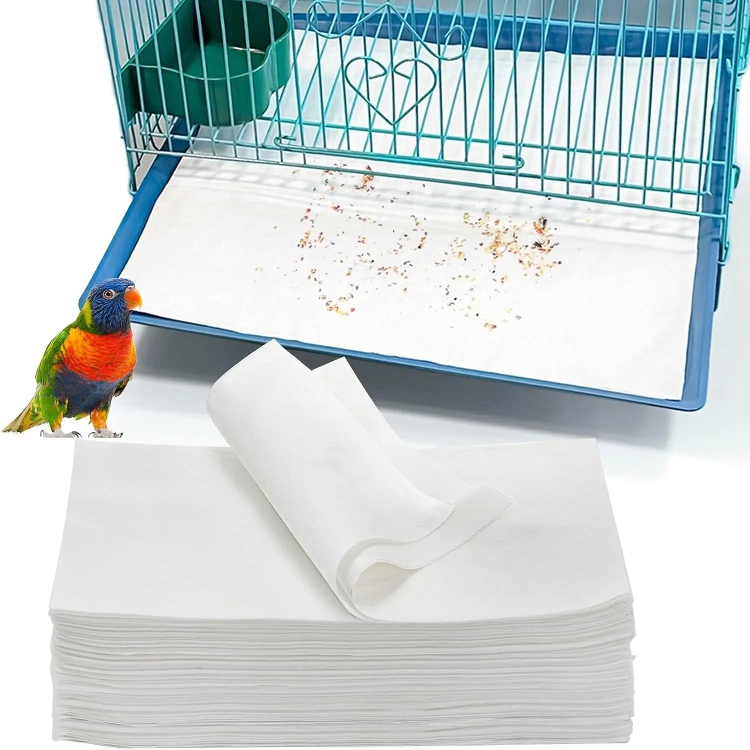 200 Pcs Bird Cage Liners 11x20" Disposable Absorbent Paper Pads for Pet Birds Default Title