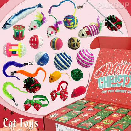 2025 Christmas Cat Toy Advent Calendar 24-Day Countdown with Cat Toys