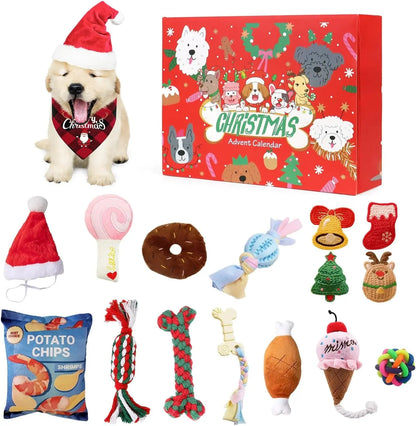 2025 Christmas Cat Toy Advent Calendar 24-Day Countdown with Cat Toys Red Dog 12