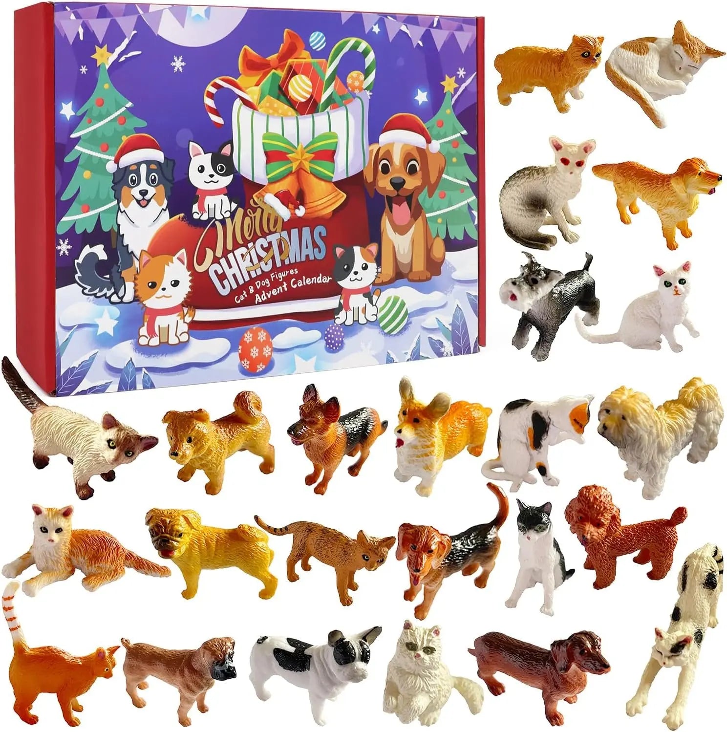 2025 Christmas Cat Toy Advent Calendar 24-Day Countdown with Cat Toys Multicolor Cat Dog