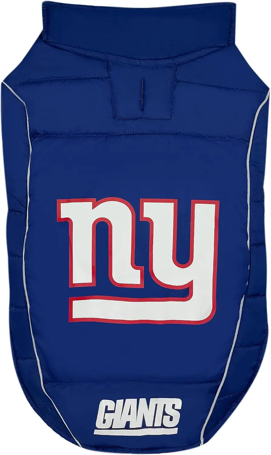 Official NFL Dog & Cat Puffer Vest (All Teams) – Waterproof & Warm Winter Coat sizes (S,M,L,XL) New York Giants Medium