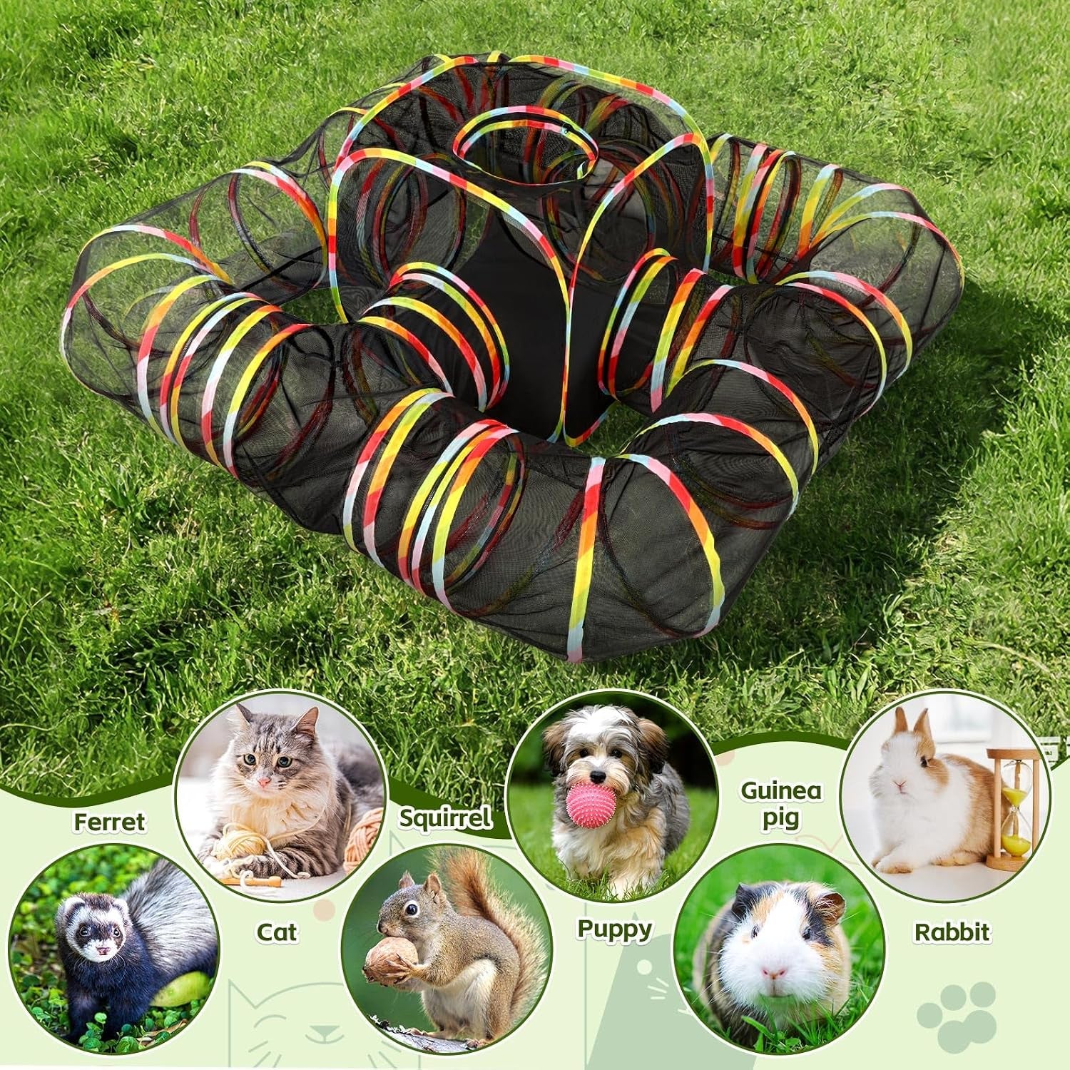 5-in-1 Outdoor Cat Enclosure with Tunnels, Portable Pop-Up Catio Playpen