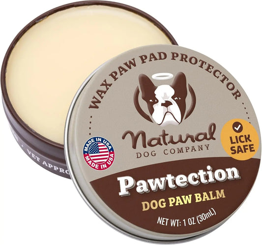Natural Dog Paw Balm Moisturizer – Heals & Protects Dry, Cracked Pads, Restores Comfort & Softness Pawtection Tin - 1 Oz.