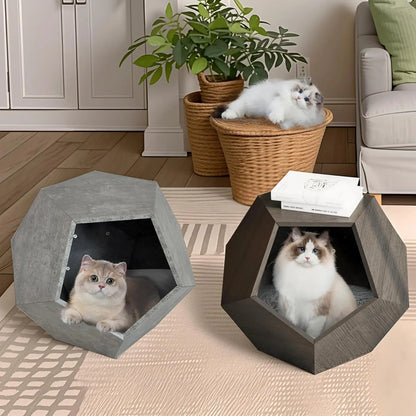 25.98" Modern Cat Furniture Side Table – Multifunctional Pet House in Gray