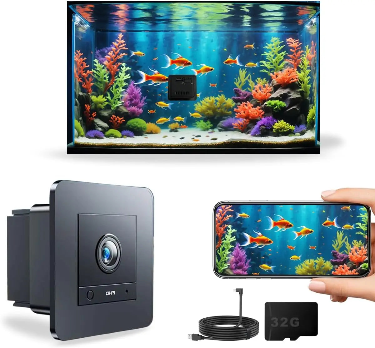 2K HD Aquarium & Terrarium Camera w/ Night Vision, Audio & 32GB Card Default Title