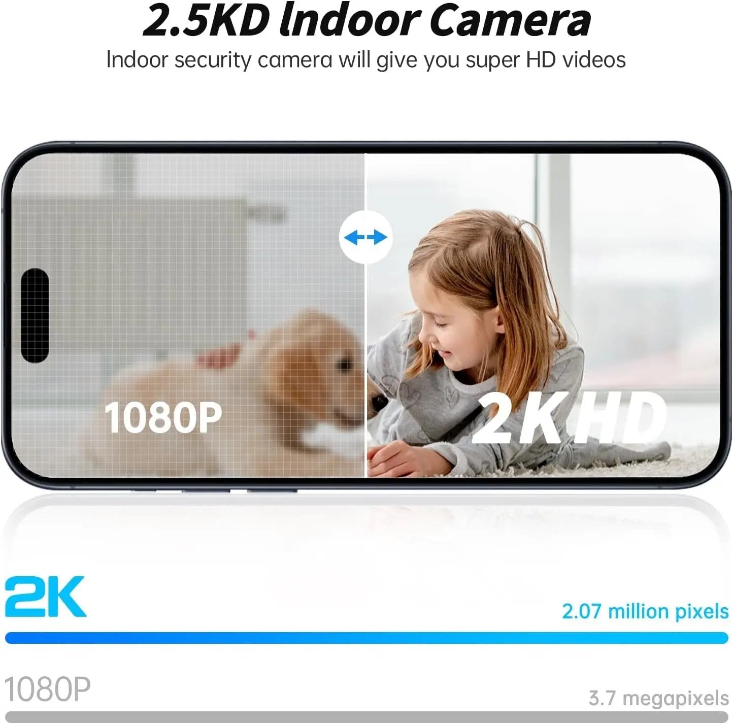 2K HD Indoor Pet Camera – Dual-Band WiFi, Motion Track, 2-Way Audio, Night Vision