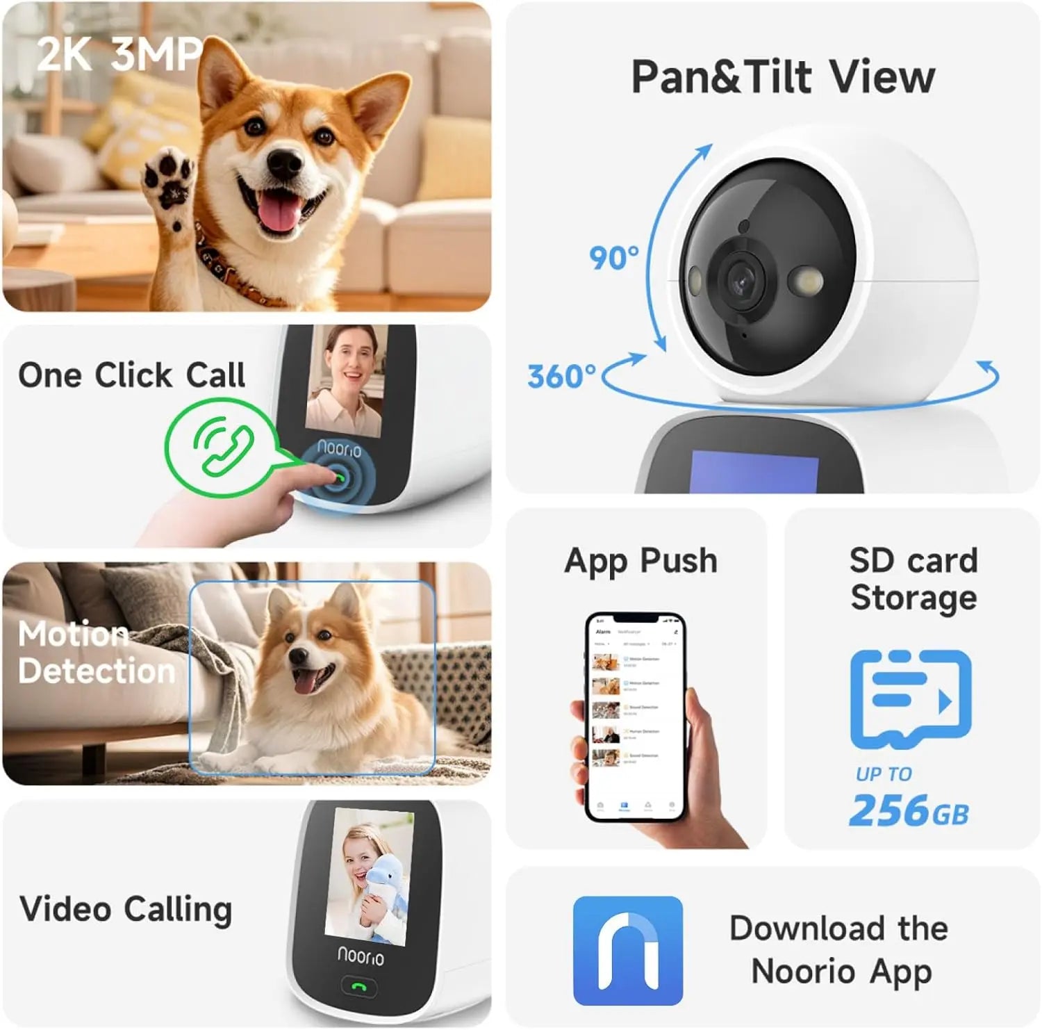 2K Pet Camera 2-Way Video Call, 360° Dog Cam with App, Speaker & Color Night Vision – Indoors