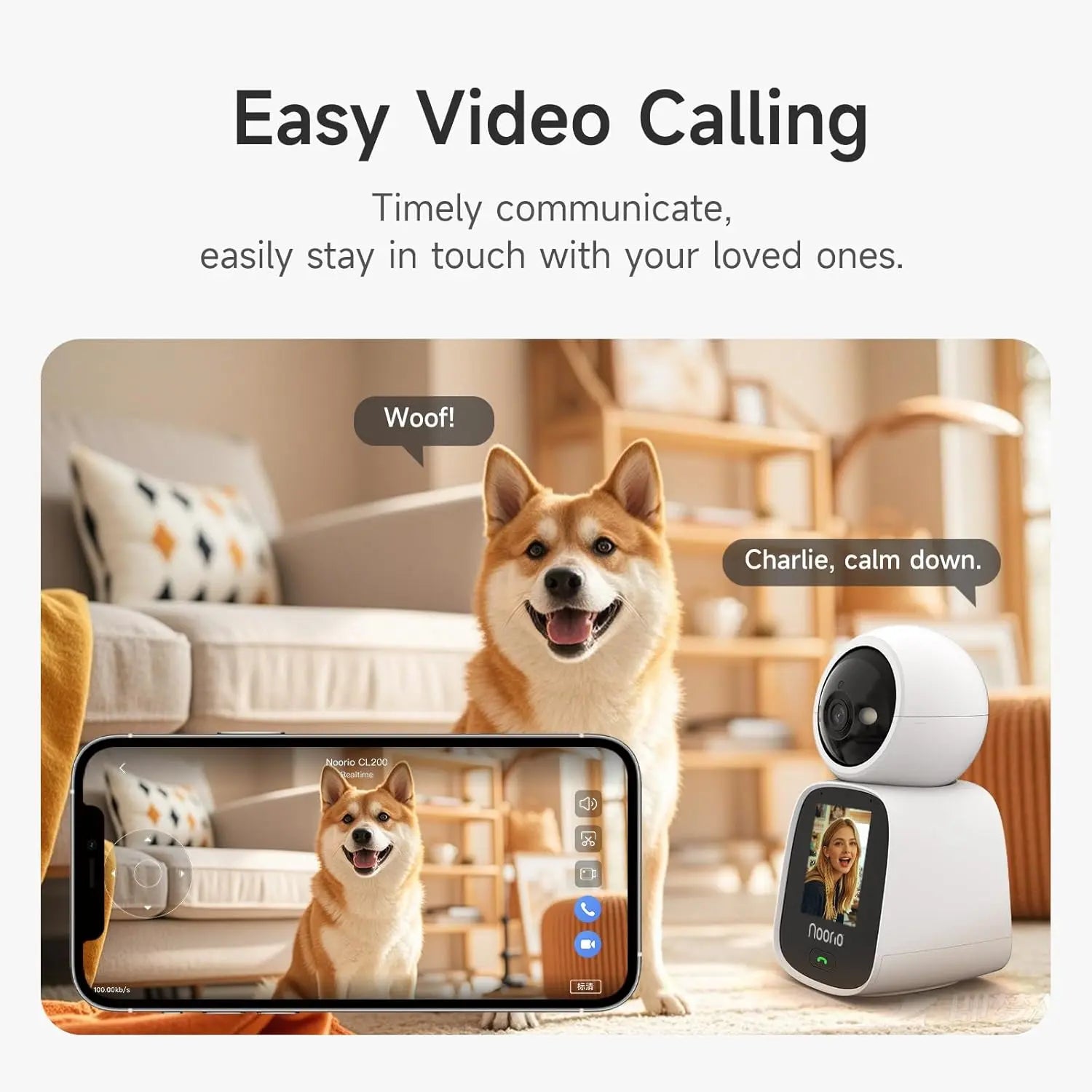 2K Pet Camera 2-Way Video Call, 360° Dog Cam with App, Speaker & Color Night Vision – Indoors