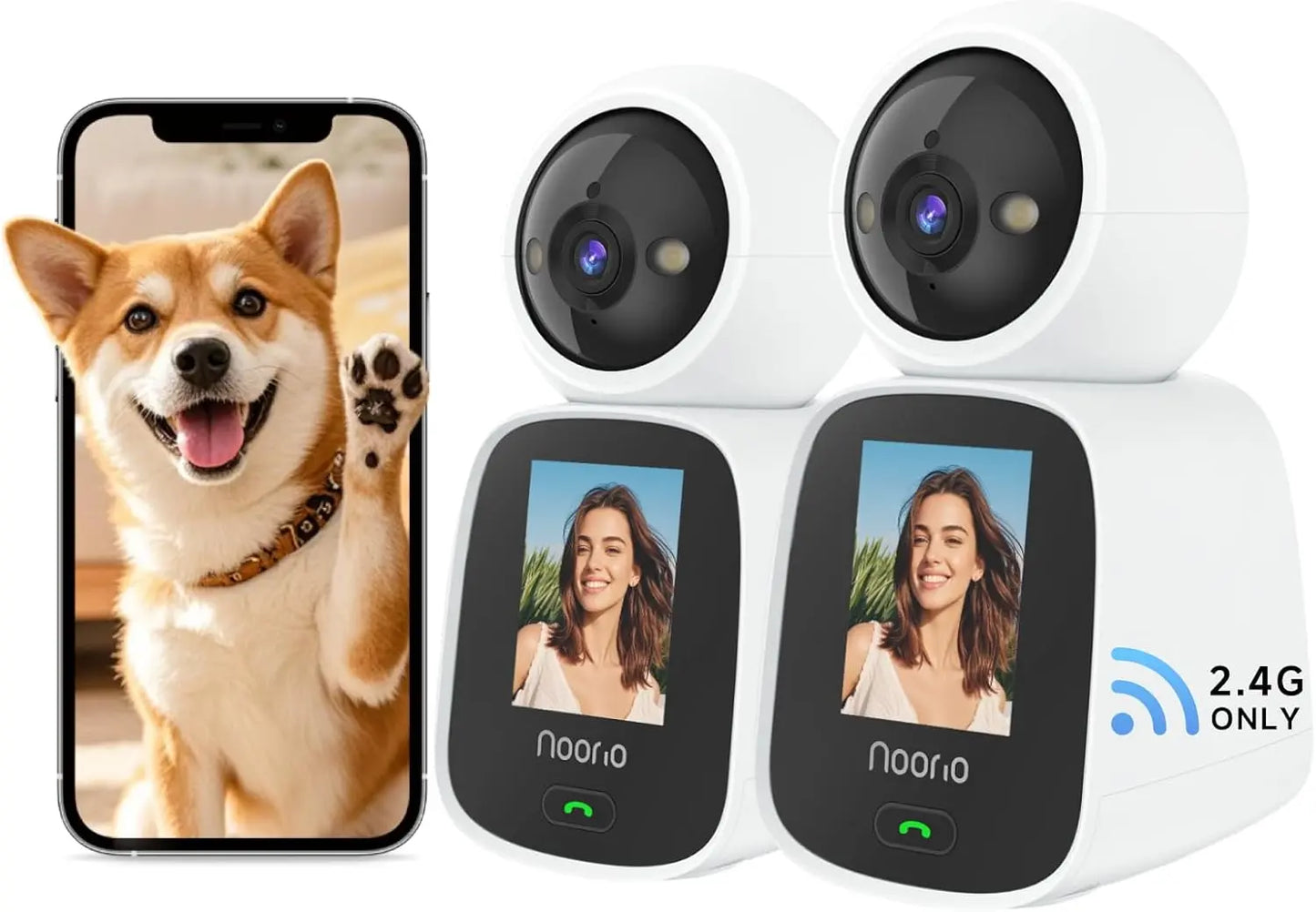 2K Pet Camera 2-Way Video Call, 360° Dog Cam with App, Speaker & Color Night Vision – Indoors 2K-2Pack