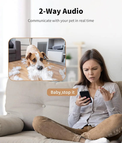 2K Pet Camera with Treat Dispenser, 360° WiFi Dog Cat Cam, 2-Way Talk, Works with Alexa & Google