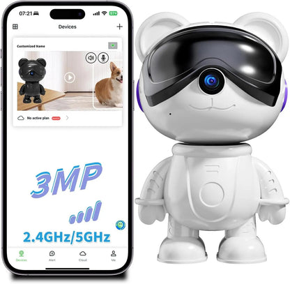 Smart Home 2K Pet Camera – Dual-Band WiFi, Motion & Pet Monitor White