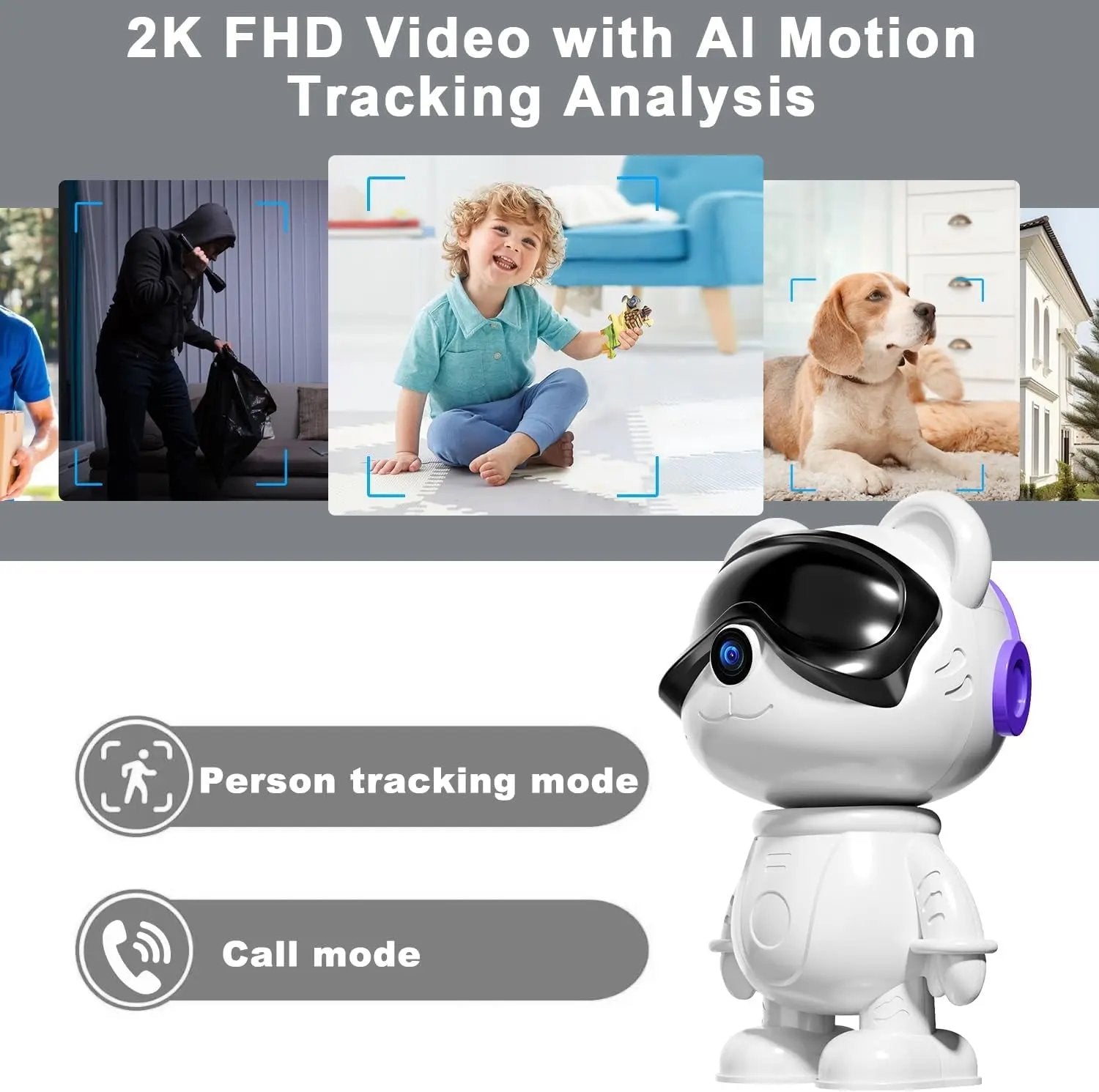 Smart Home 2K Pet Camera – Dual-Band WiFi, Motion & Pet Monitor
