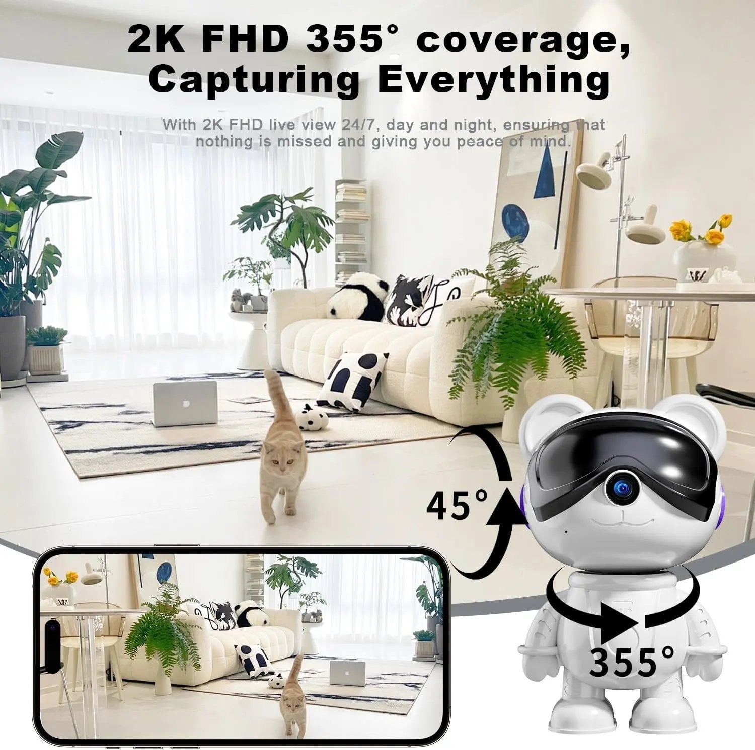 Smart Home 2K Pet Camera – Dual-Band WiFi, Motion & Pet Monitor