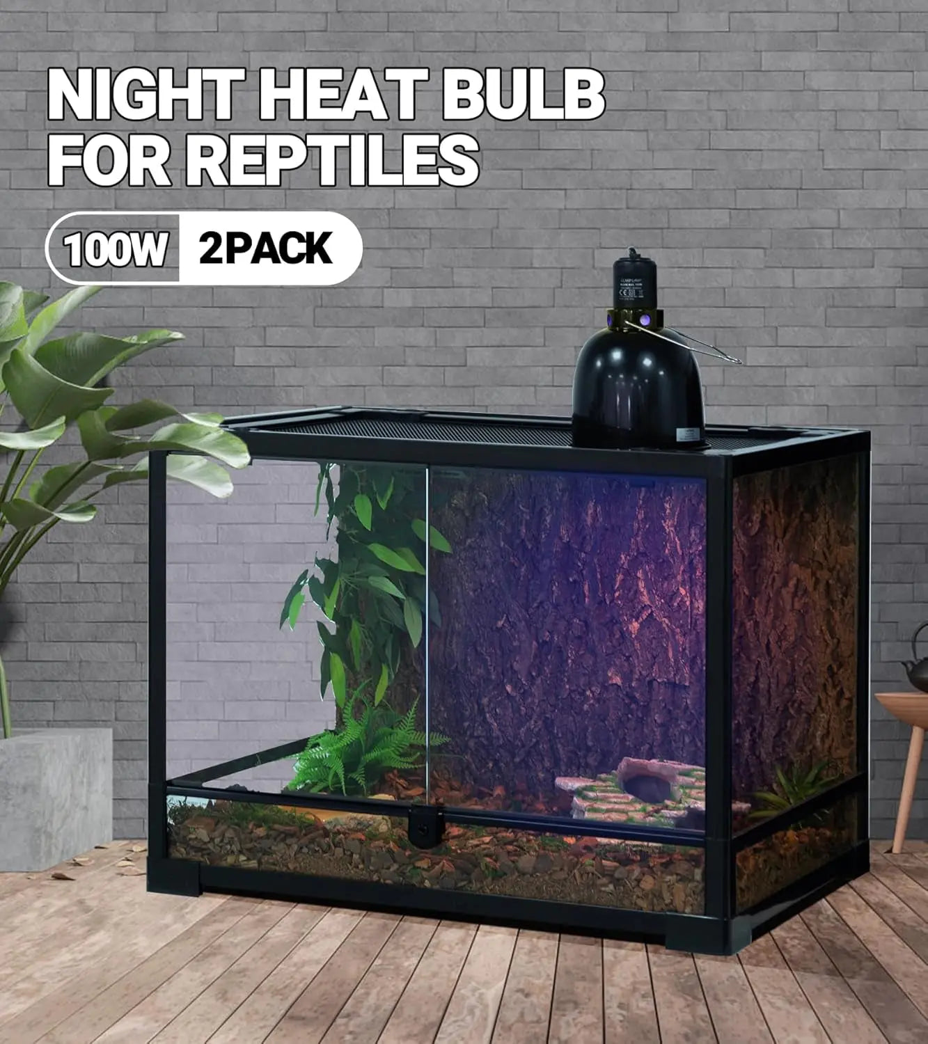2Pack- 75W or 100W Reptile Night Heat Lamp Purple E26 E27 Bulbs