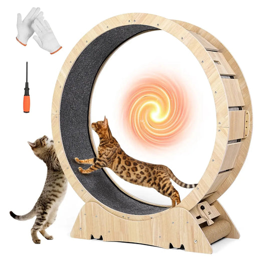 XL Cat Exercise Wheel 45" Indoor Running Wheel with Carpet Runway & Toys (79) Default Title