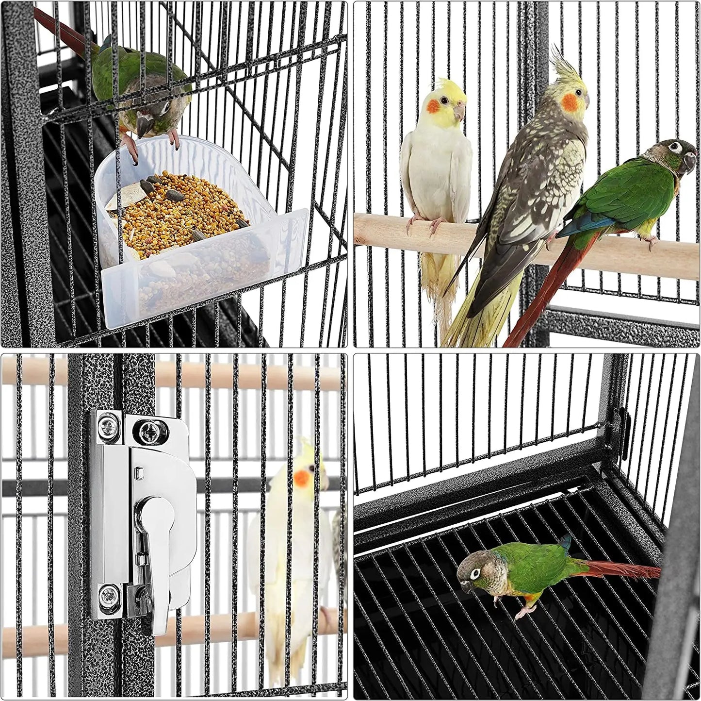 54" Wrought Iron Flight Bird Cage with Stand - Ideal for Parakeets, Conures, Lovebirds, Finches & Canaries