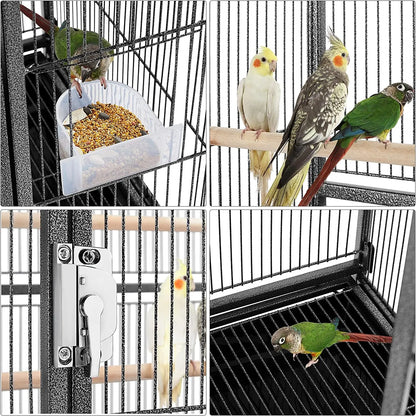 54" Wrought Iron Flight Bird Cage with Stand - Ideal for Parakeets, Conures, Lovebirds, Finches & Canaries