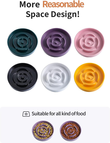 Elevated Ceramic Slow Feeder Dog Bowl 8.6in Heavy Weighted (various colors)