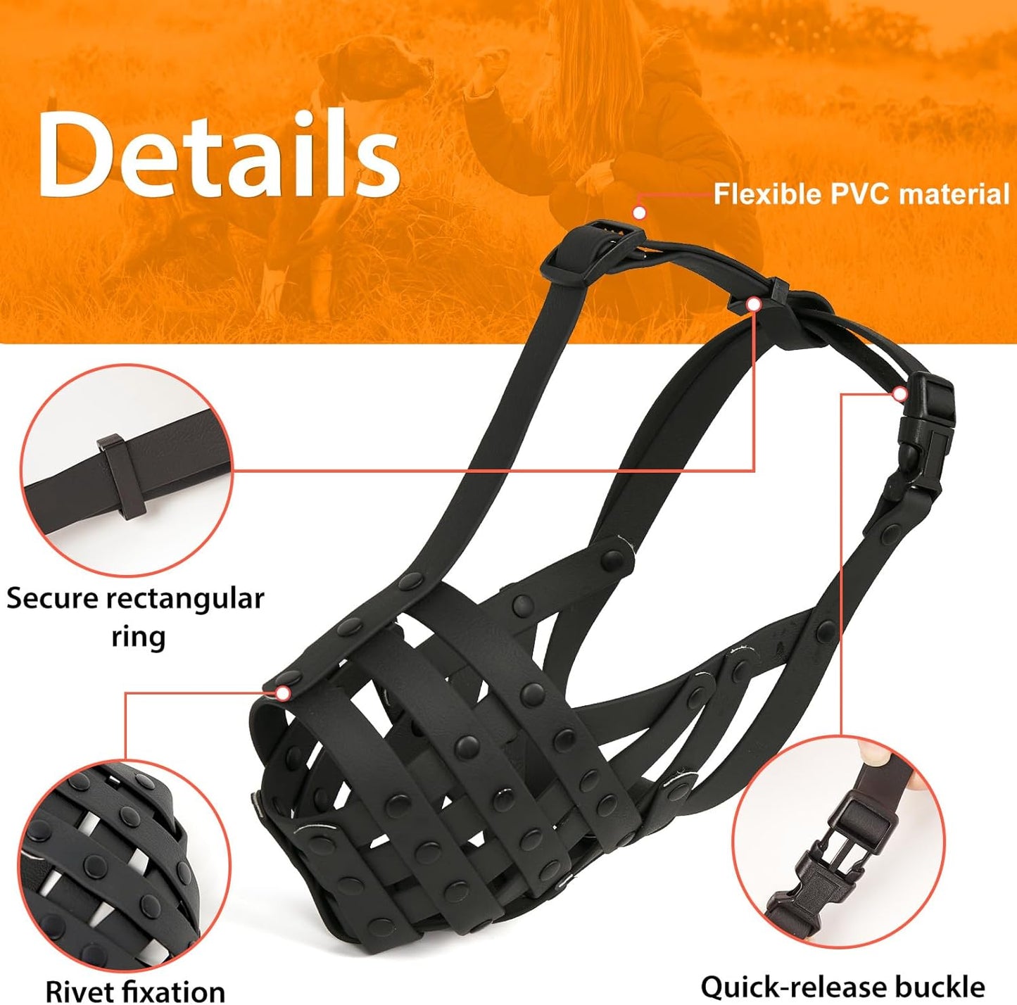 Adjustable Basket Dog Muzzle for Large & Medium Dogs, Lightweight & Breathable