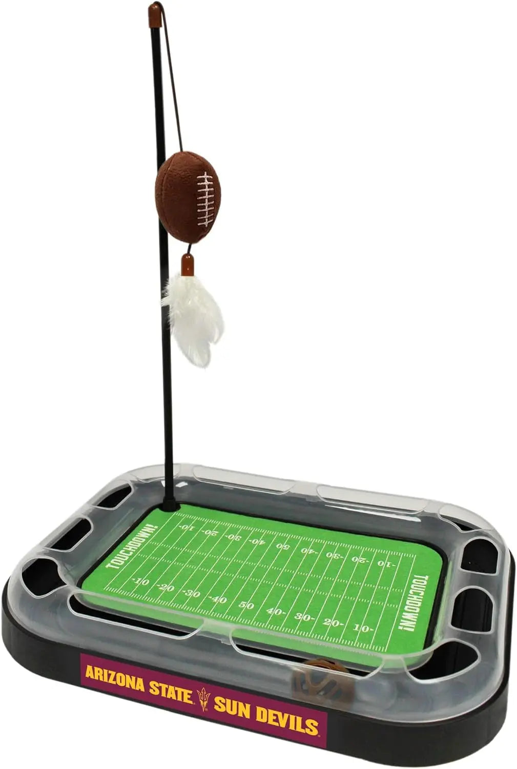NCAA Cat Scratcher Football Field Toy – With Catnip, Feather & Interactive Ball Arizona State Sun Devils University Football Field