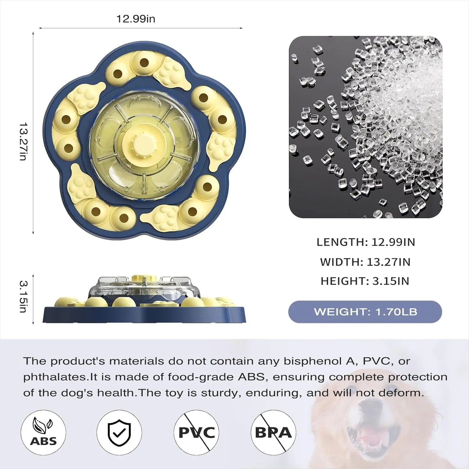 3-Level Dog Puzzle Feeder Toy Slow Feeder Treat Dispenser