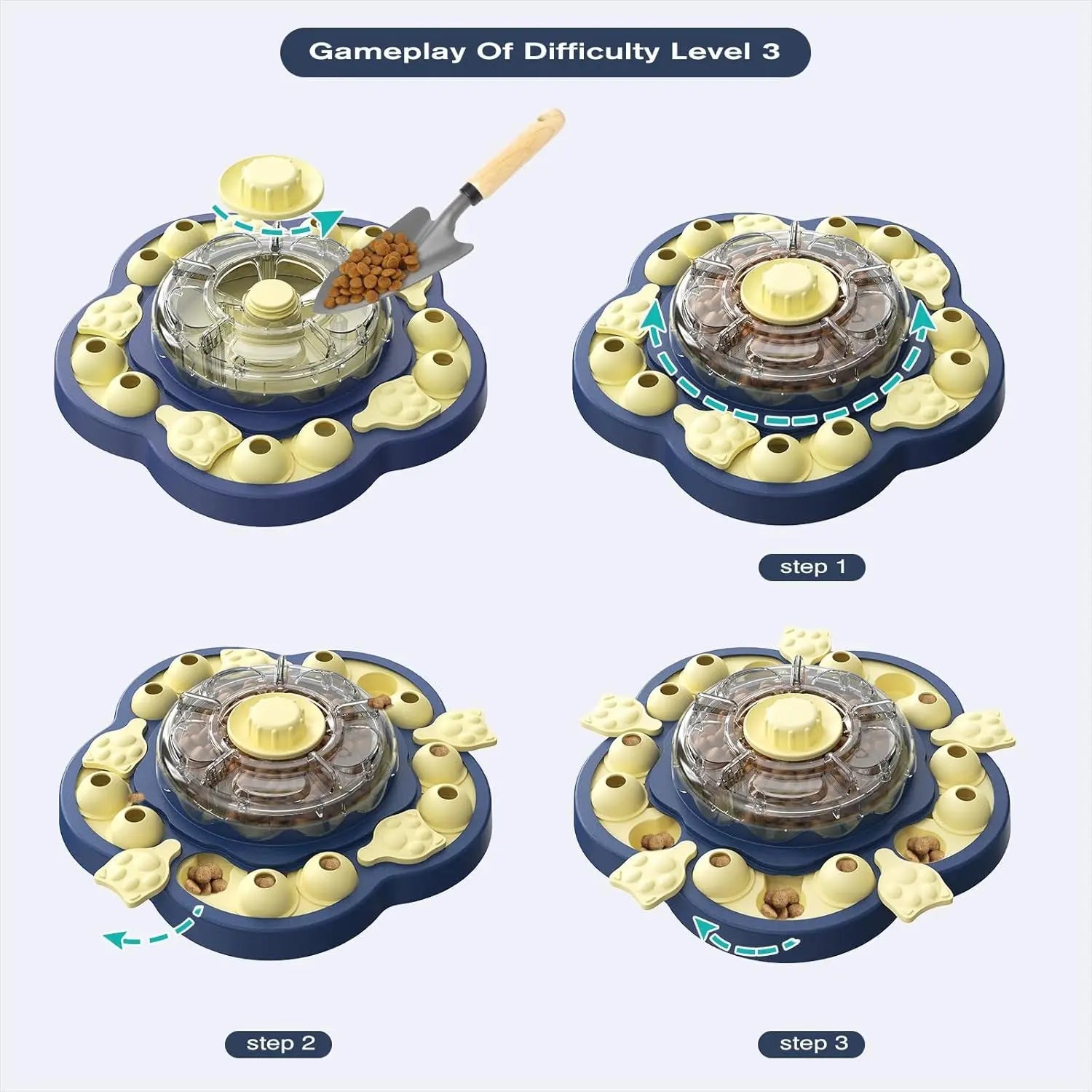 3-Level Dog Puzzle Feeder Toy Slow Feeder Treat Dispenser