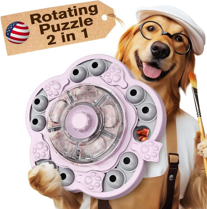 3-Level Dog Puzzle Feeder Toy Slow Feeder Treat Dispenser Pink