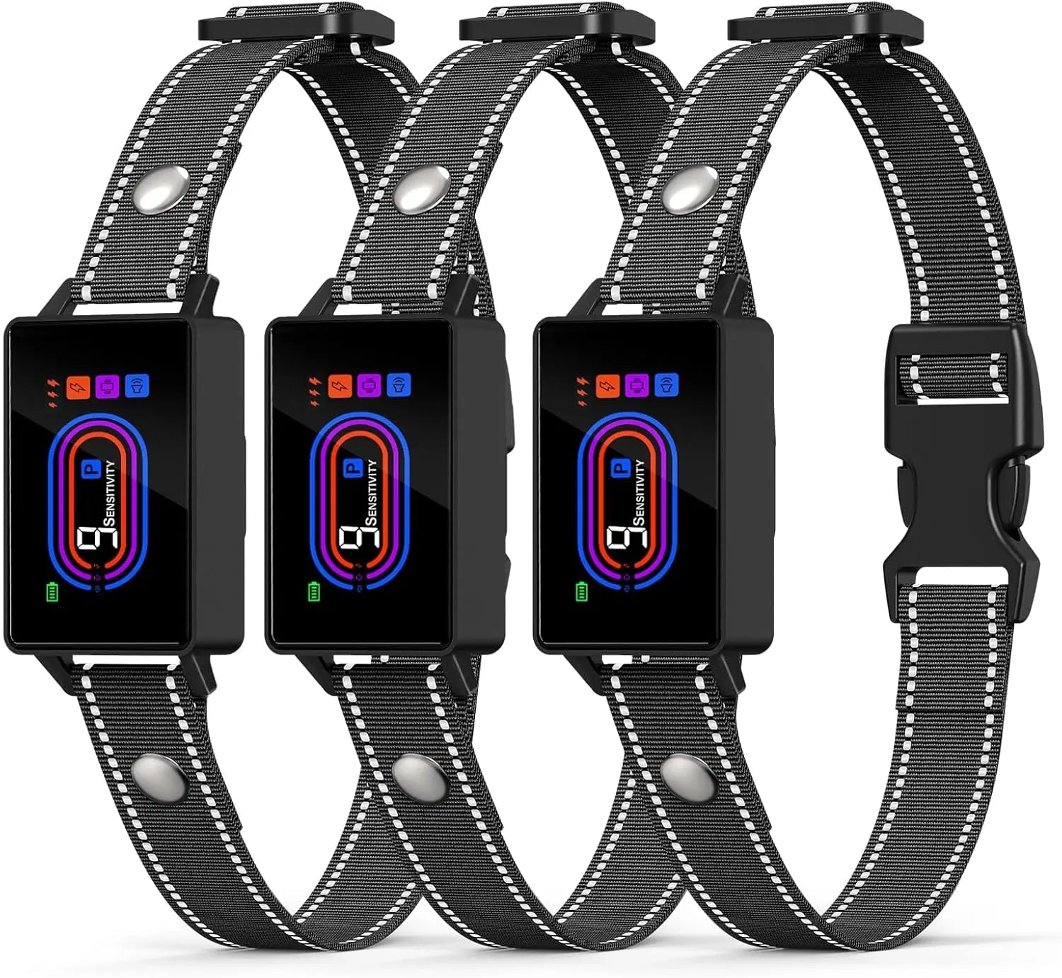 3 Pack Dog Bark Collar Rechargeable Anti Bark Training Waterproof 5-130lbs 3 Pack