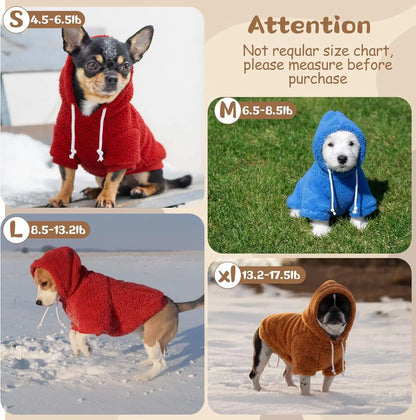 3-Pack Fuzzy Dog Hoodies – Warm Winter Sweatshirts for Small to X-Large Dogs