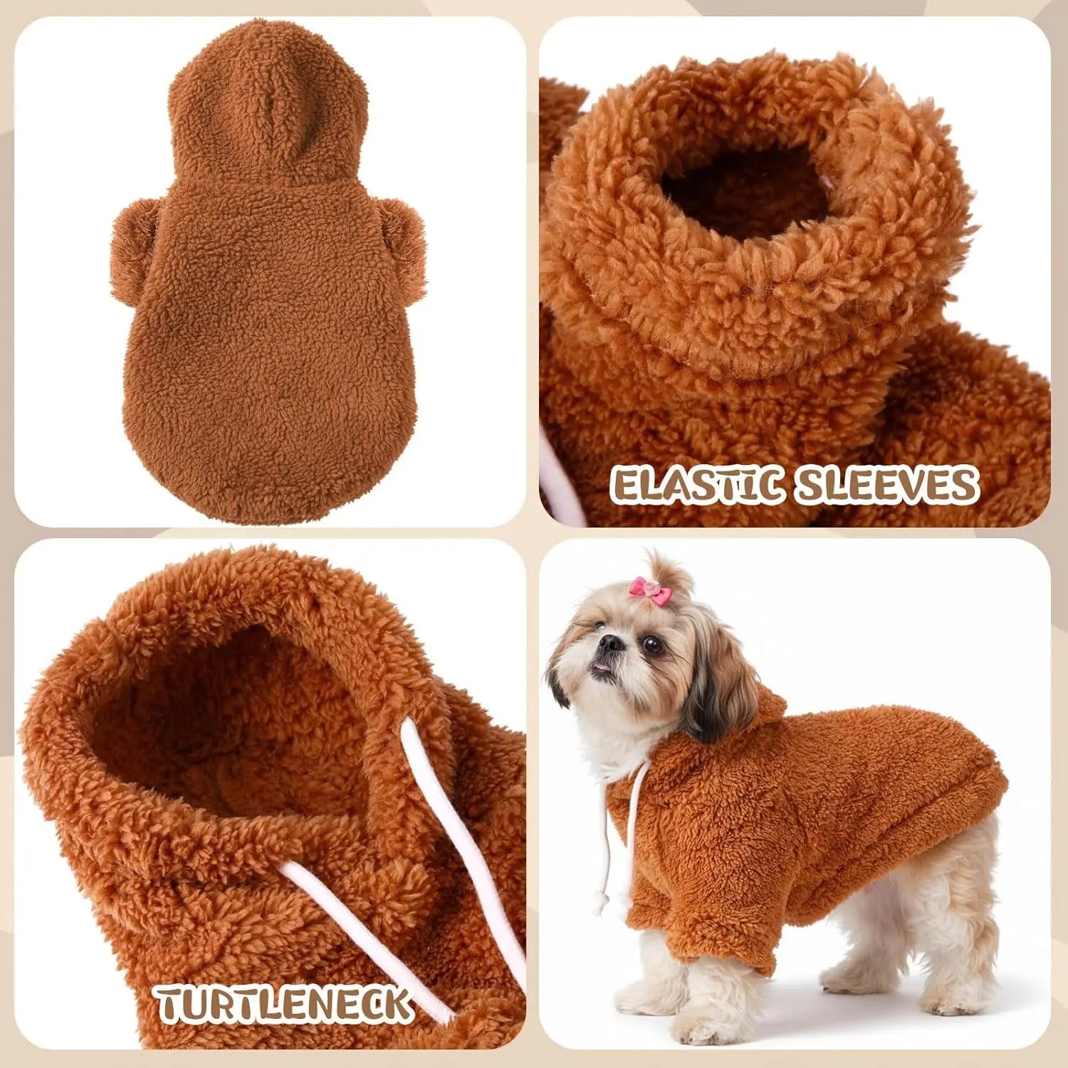 3-Pack Fuzzy Dog Hoodies – Warm Winter Sweatshirts for Small to X-Large Dogs