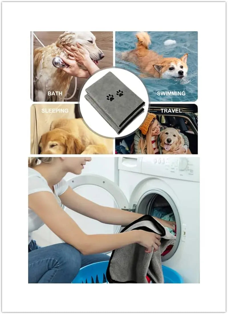 3-Pack Microfiber Pet Bath Towels 20x35 – Soft, Absorbent Dog & Cat Drying