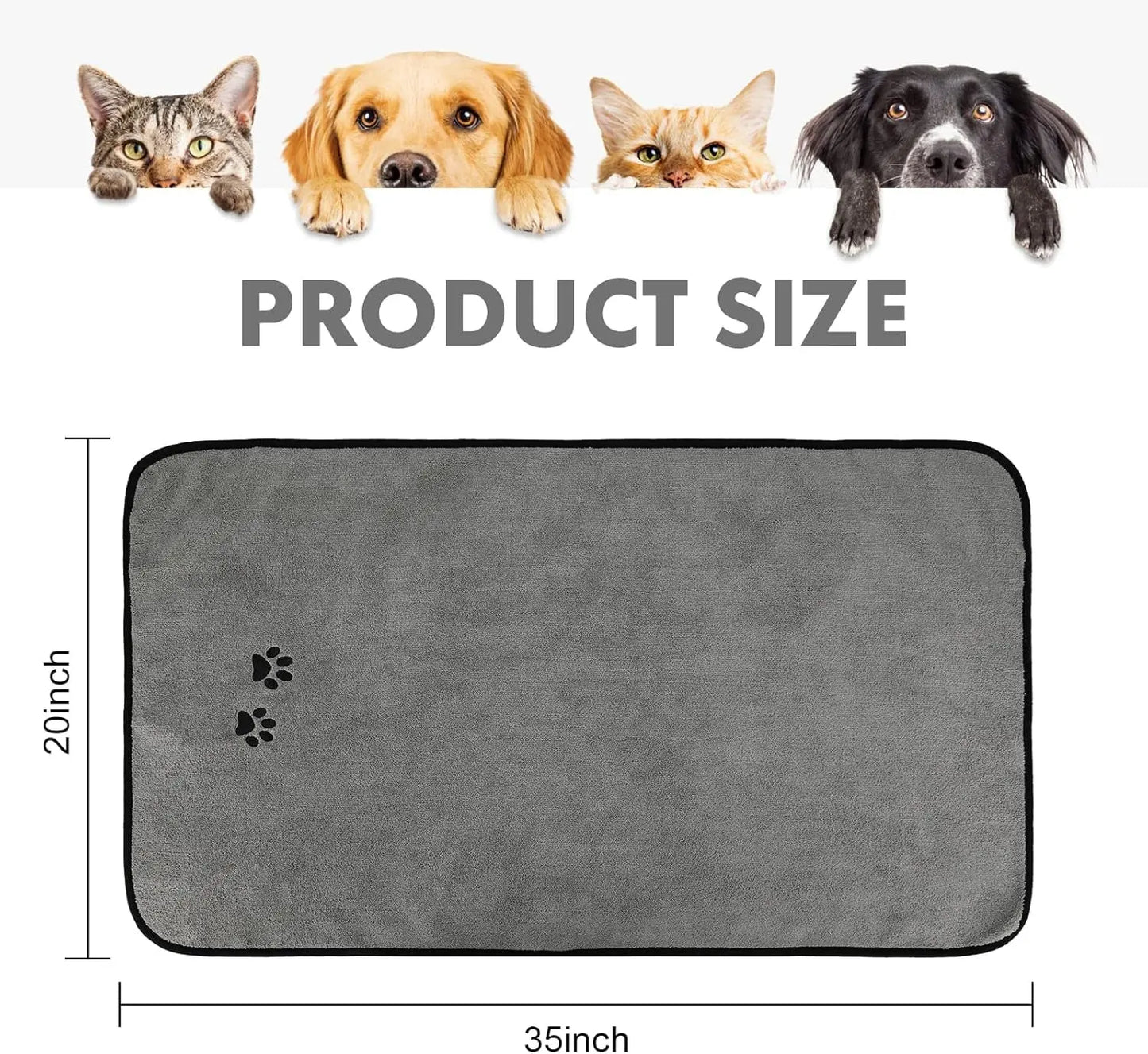 3-Pack Microfiber Pet Bath Towels 20x35 – Soft, Absorbent Dog & Cat Drying