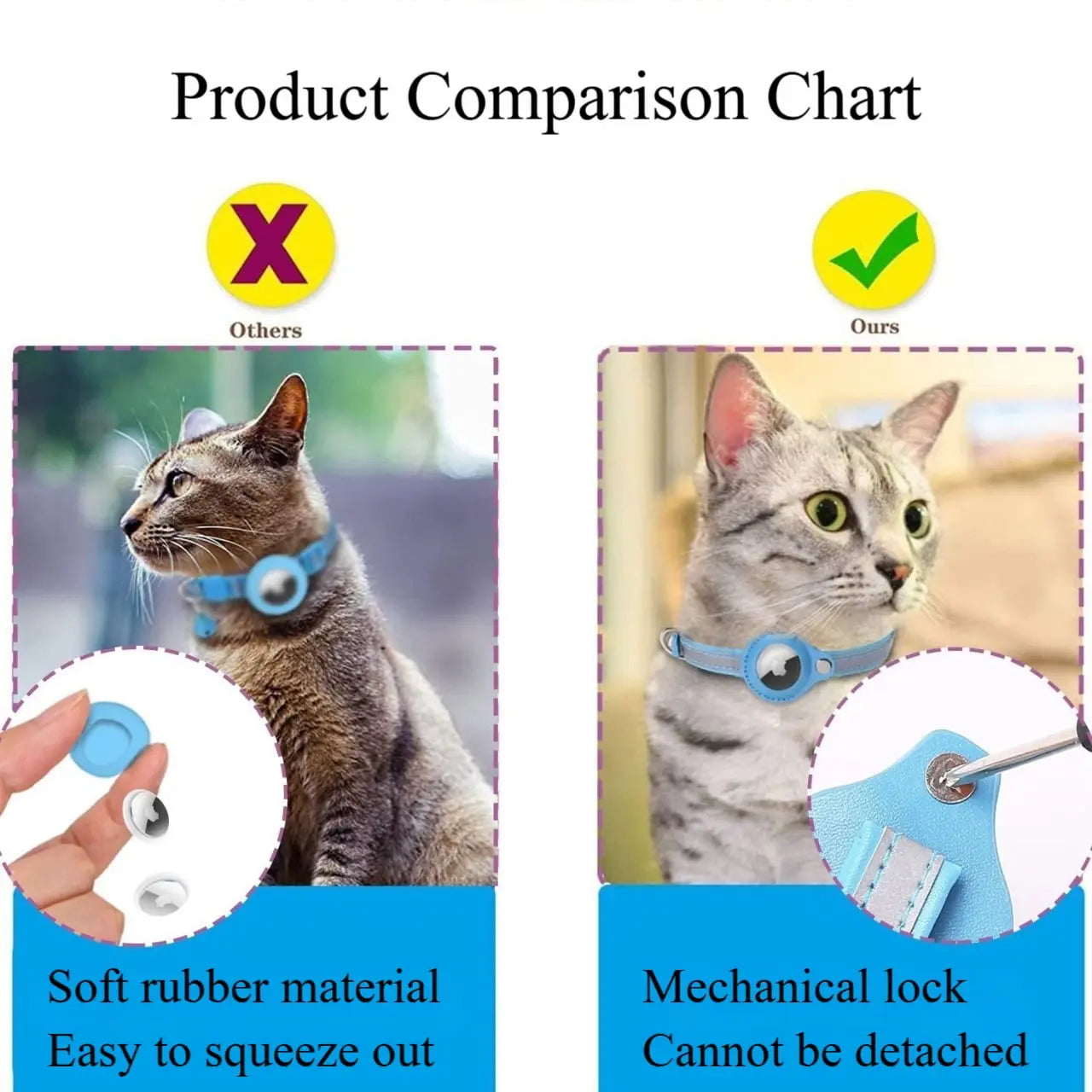 3 Pack Reflective Cat Collars with AirTag Holder & Bell, Breakaway Safety Kitten Collar Set, Waterproof