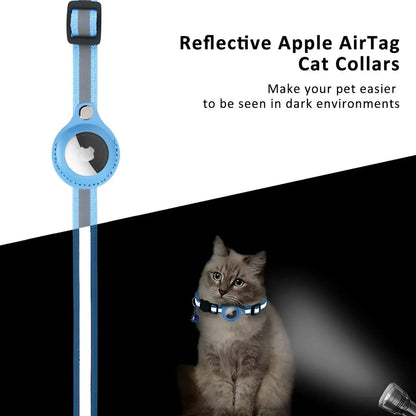 3 Pack Reflective Cat Collars with AirTag Holder & Bell, Breakaway Safety Kitten Collar Set, Waterproof