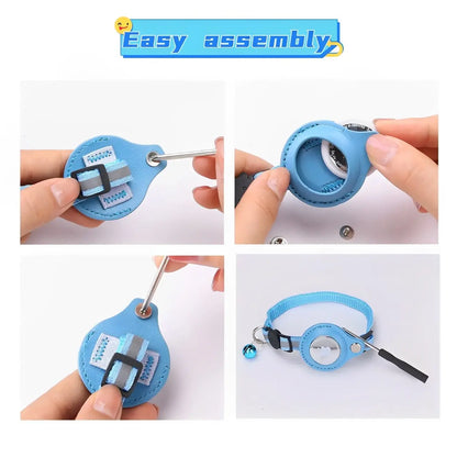 3 Pack Reflective Cat Collars with AirTag Holder & Bell, Breakaway Safety Kitten Collar Set, Waterproof