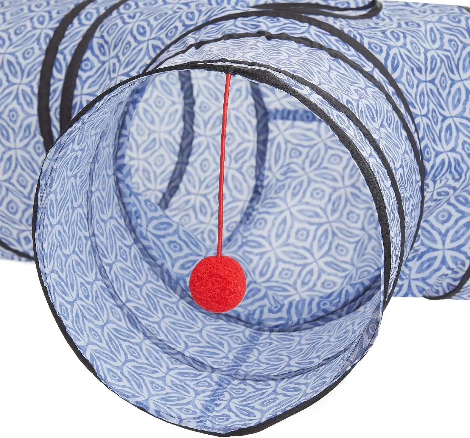 3-Way Collapsible Tunnel Cat Toy with Ball & Peek Hole for Indoor Cats & Kittens