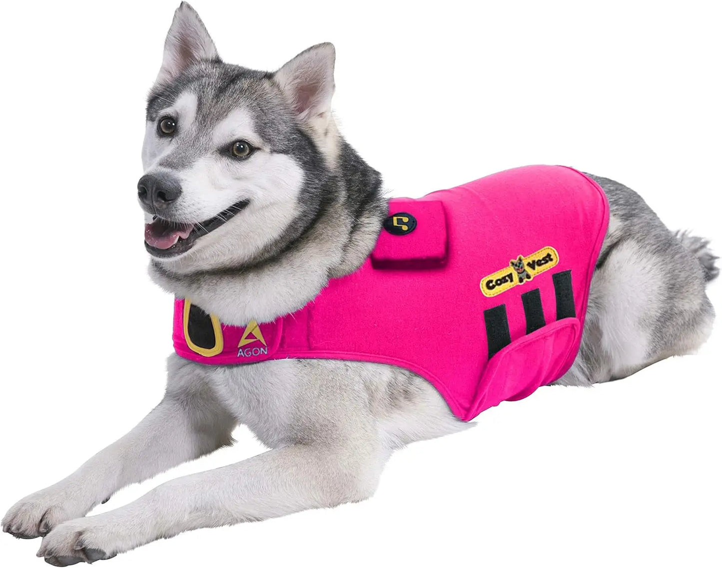 3-in-1 Dog Anxiety Vest with Music & Aromatherapy Calming Coat XXS–XXL Pink Large [41-64 Lbs]
