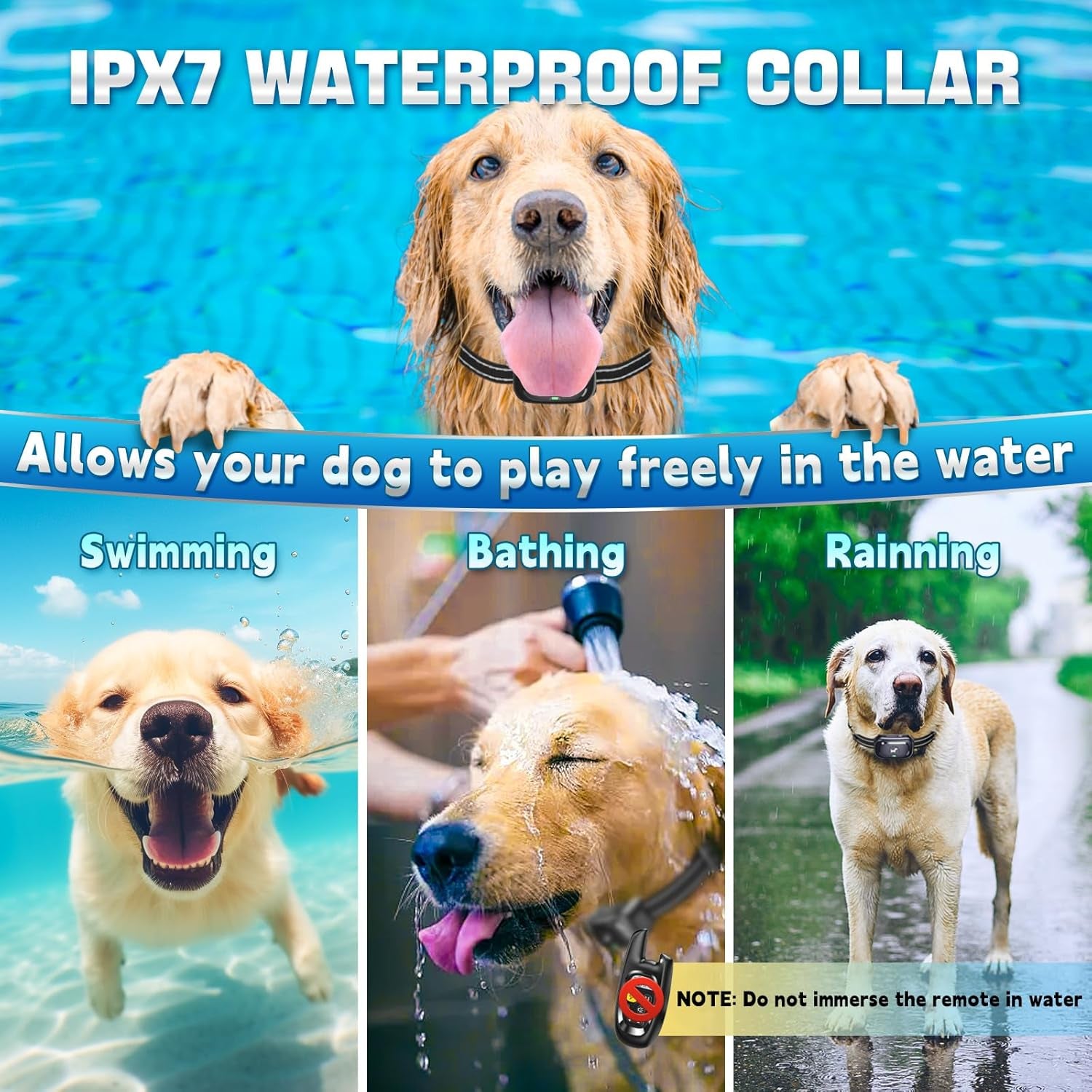 Dog Training Collar Remote Beep Vibration Shock Lock 1600FT Waterproof