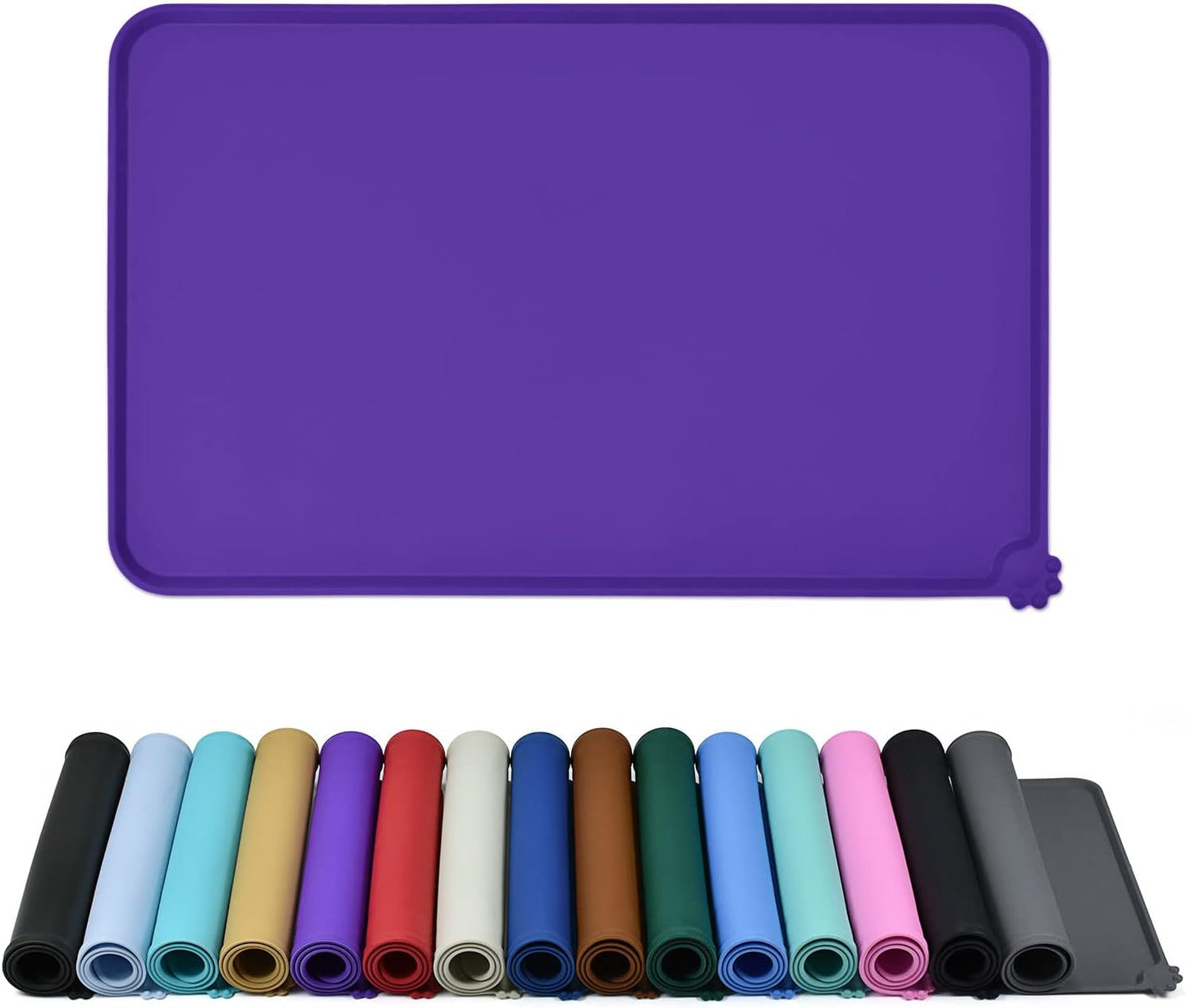Silicone Dog & Cat Feeding Mat with Raised Edge, Waterproof & Non-Slip