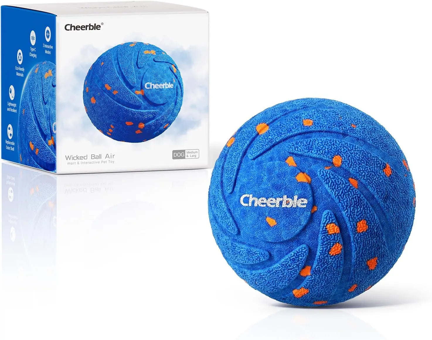 Wicked Ball Air – Smart Interactive Dog Toy, Auto Moving & Bouncing (3 Modes) Blue