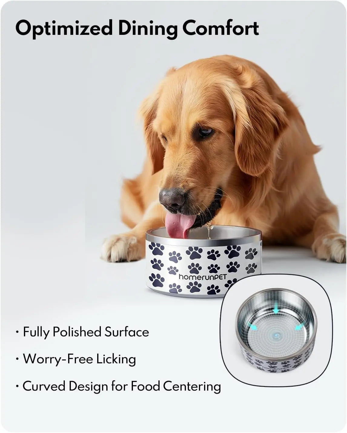 32oz Insulated Stainless Steel Dog Bowl Non-Slip 4 Colors