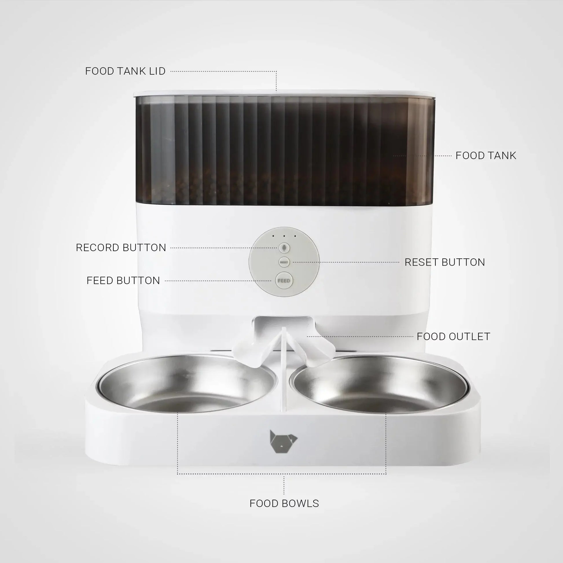 Double Automatic Pet Feeder, Two-Way Splitter and Double Bowls for Cats and Dogs
