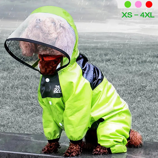 Waterproof Dog Raincoat Jacket | The Dog Face Hooded Pet Coat Jumpsuit