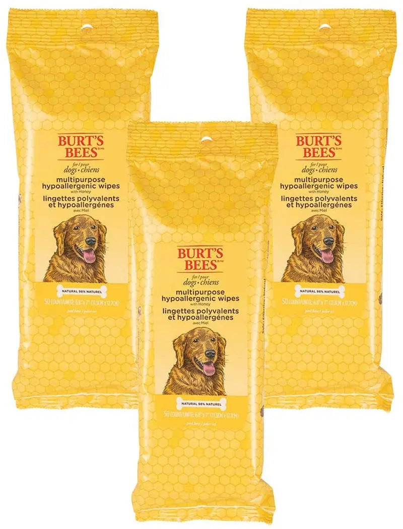 Hypoallergenic Dog Wipes with Honey – Natural Paw & Butt Cleaning, 50ct Multipurpose Wipes - Honey 50 Count (Pack Of 3)