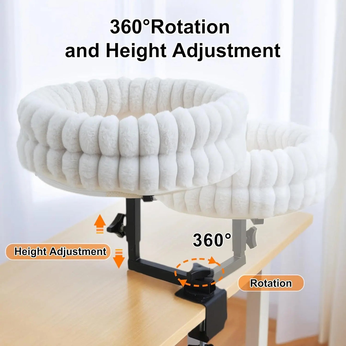 360° Cat Desk Bed – Rotating Adjustable Pet Nest with Soft Mat