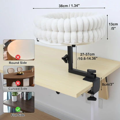 360° Cat Desk Bed – Rotating Adjustable Pet Nest with Soft Mat